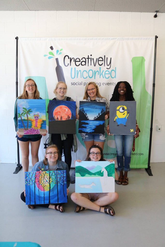 Canvas painting at Open Studio at Creatively Uncorked