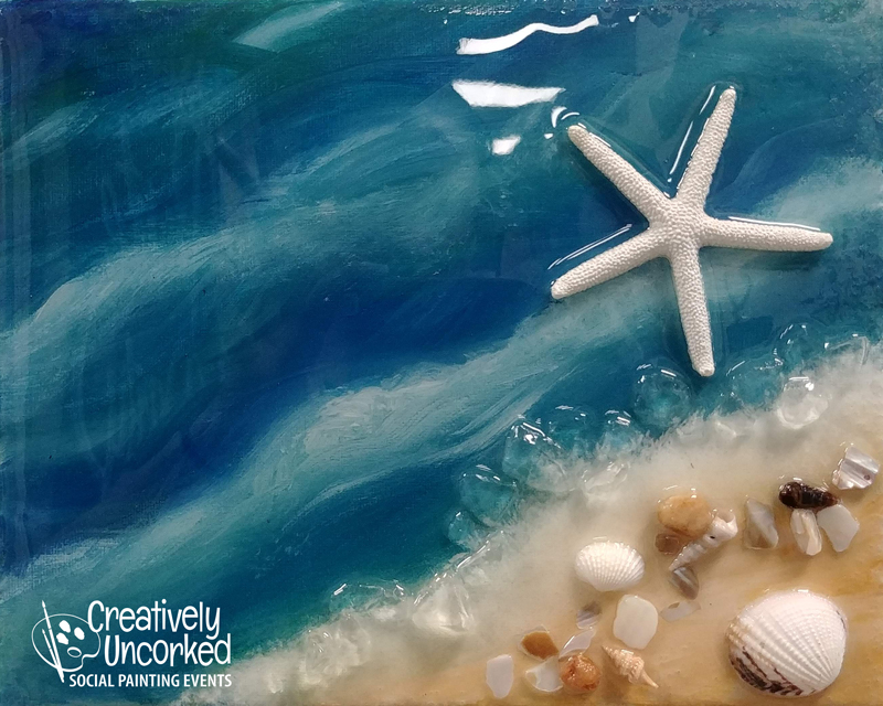 Beach in Resin at Creatively Uncorked https://creativelyuncorked.com/