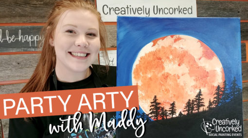 Blood Moon On Demand Painting Workshop by Creatively Uncorked https://creativelyuncorked.com/