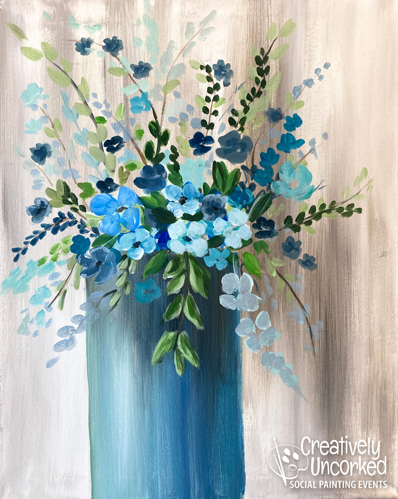 Blue Flowers at Creatively Uncorked https://creativelyuncorked.com/