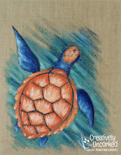 Burlap Turtle at Creatively Uncorked https://creativelyuncorked.com/