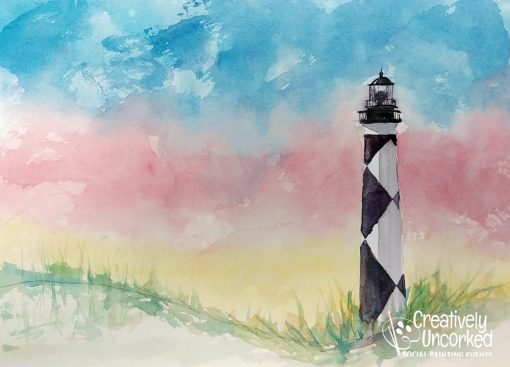 Cape Lookout in Watercolor at Creatively Uncorked https://creativelyuncorked.com