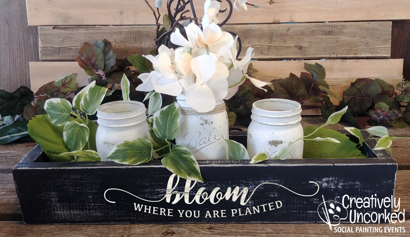 Bloom Where You Are Planted Centerpiece Box at Creatively Uncorked https://creativelyuncorked.com/