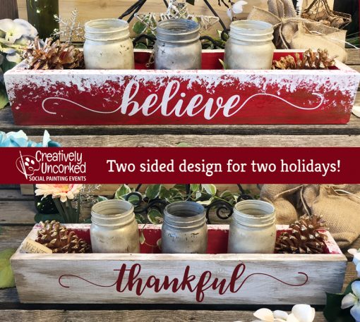 Christmas Centerpiece Box 2 sided at Creatively Uncorked https://creativelyuncorked.com/