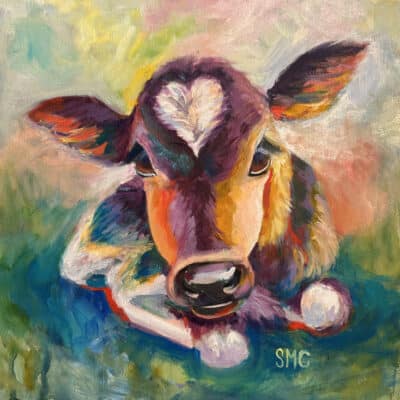 Colorful Calf oil painting by Shanna Cramer