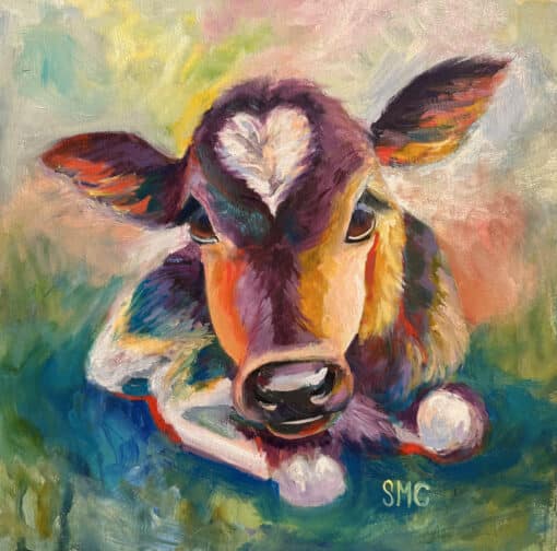 Colorful Calf oil painting by Shanna Cramer