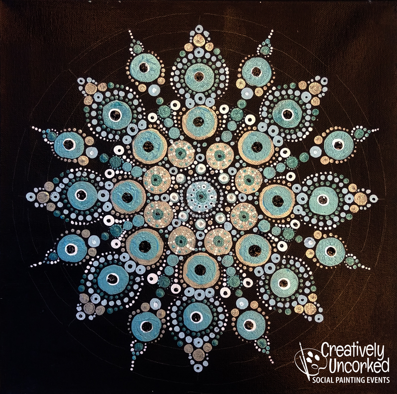 Dot Mandala Turquoise at Creatively Uncorked https://creativelyuncorked.com/