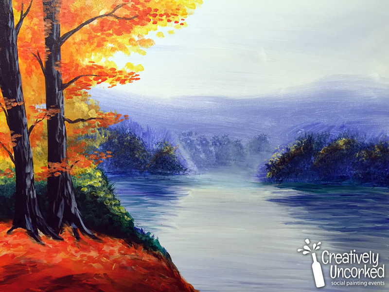 Fall Lake at Creatively Uncorked https://creativelyuncorked.com