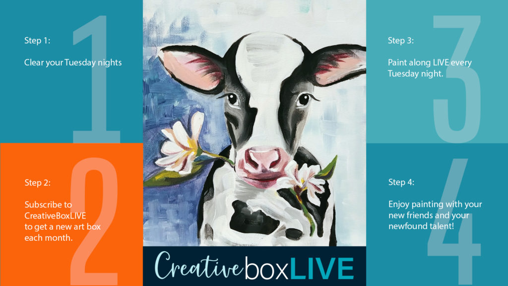 Gilbert the Cow Creative Box Live by Creatively Uncorked