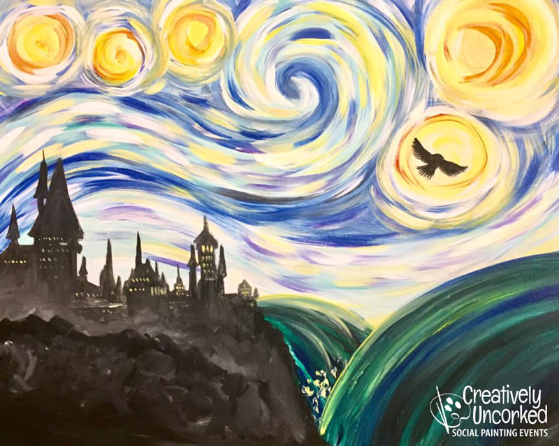 HP Starry Night Over Hogwarts at Creatively Uncorked https://creativelyuncorked.com/