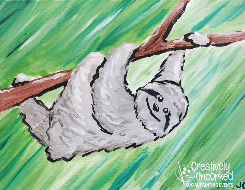 Lazy Sloth at Creatively Uncorked https://creativelyuncorked.com/