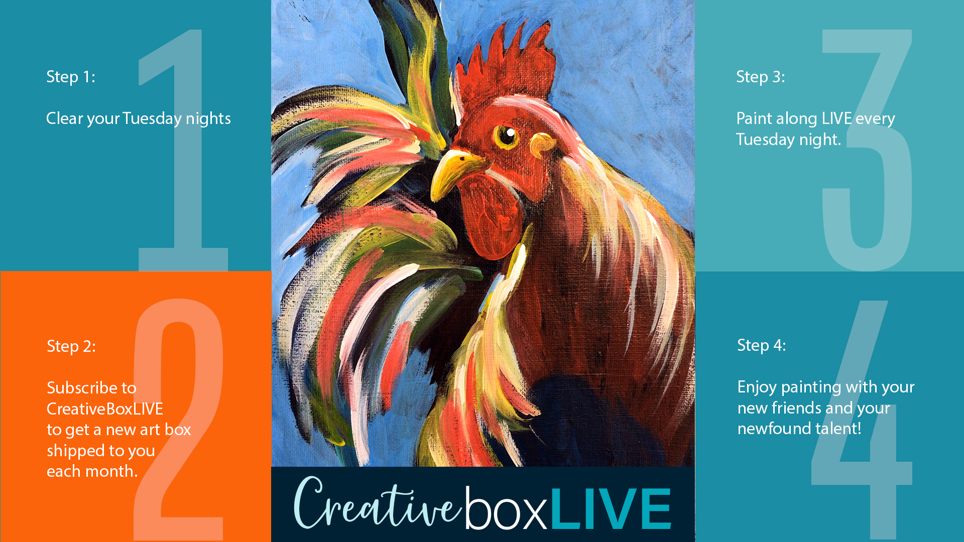 Rooster CBL with CreativeBoxLIVE from Creatively Uncorked http://creativelyuncorked.com/