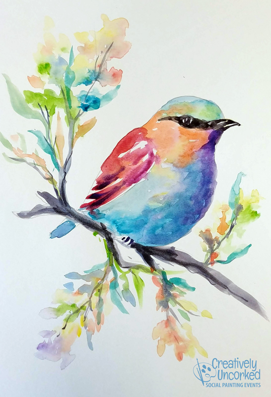 Song Bird in Watercolor at Creatively Uncorked https://creativelyuncorked.com/