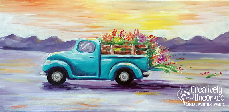 Summer Truck Flower Delivery at Creatively Uncorked https://creativelyuncorked.com/