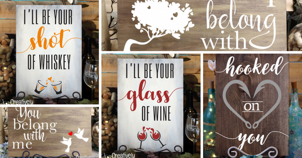 Valentine's Day Wood Signs at Creatively Uncorked https://creativelyuncorked.com/