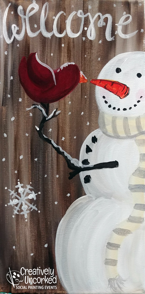 Welcome Snowman at Creatively Uncorked https://creativelyuncorked.com