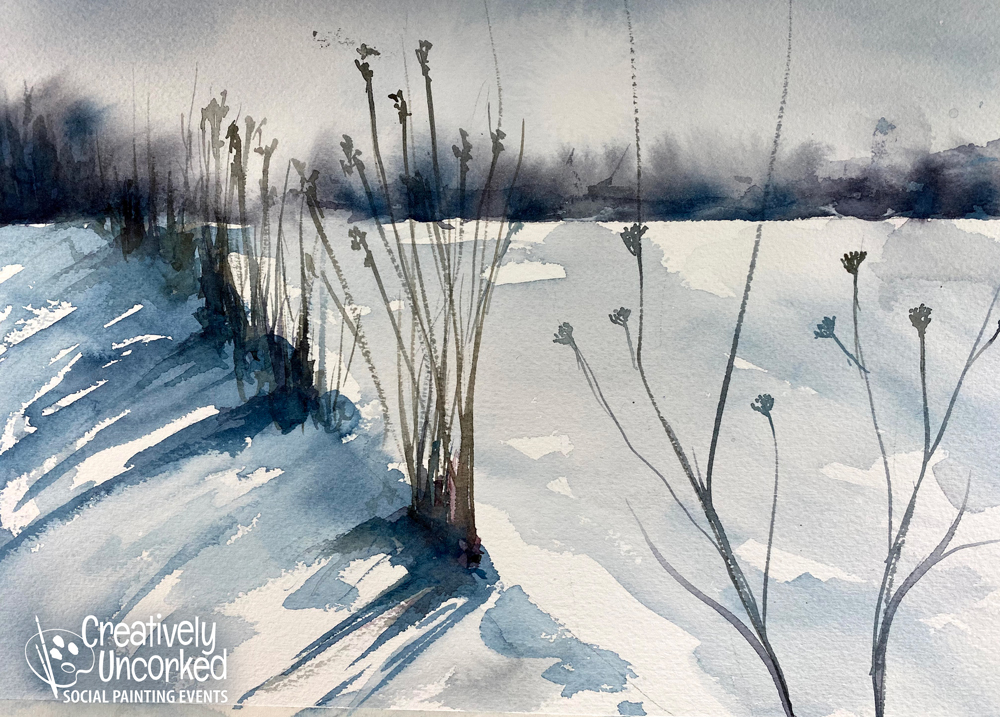 Winter Prairie Grass in Watercolor at Creatively Uncorked https://creativelyuncorked.com