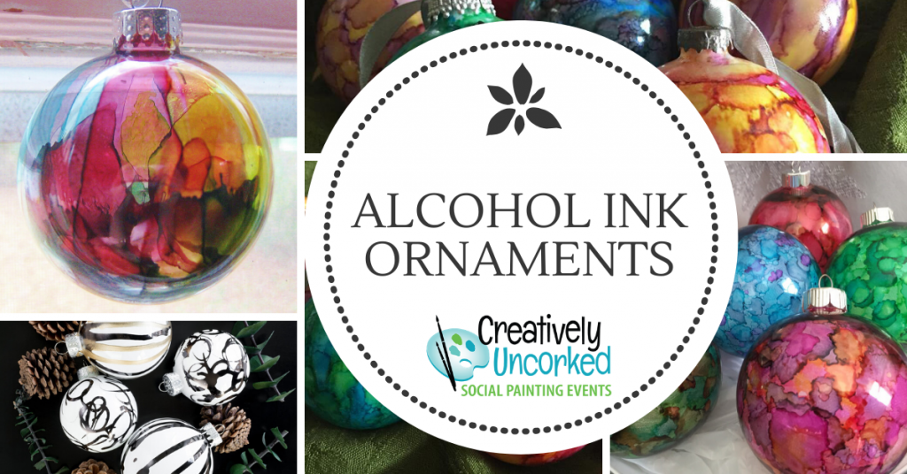 Alcohol Ink Ornaments at Creatively Uncorked https://creativelyuncorked.com/