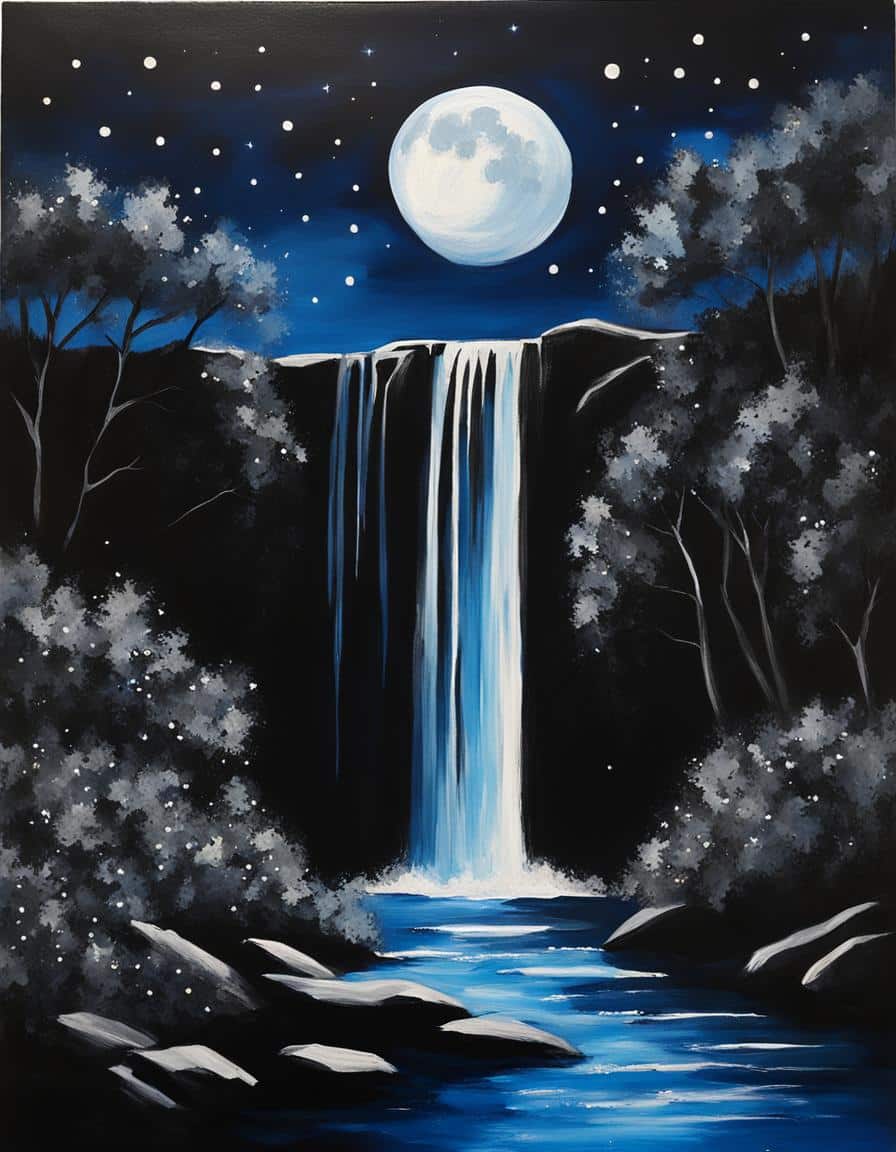Moonlit Waterfall